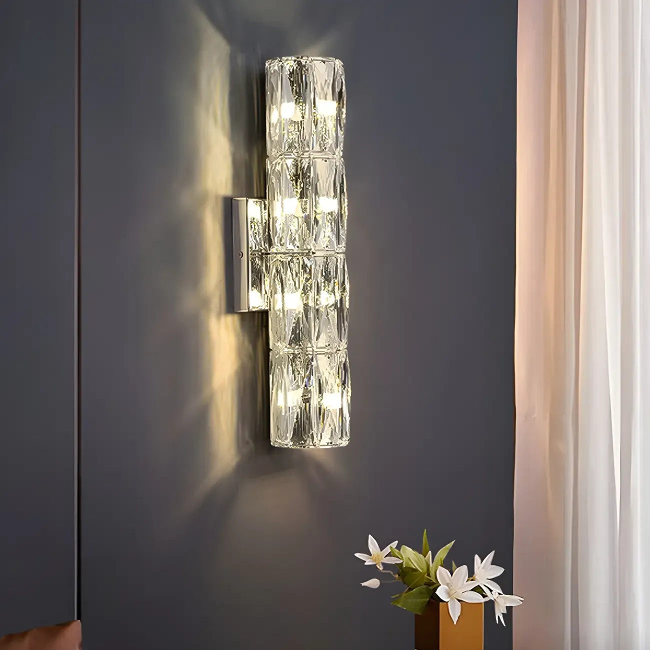 Luxury Geometric Crystal Gold Vanity Light Image - 8
