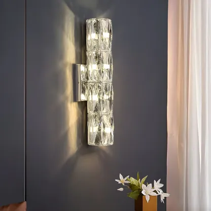 Luxury Geometric Crystal Gold Vanity Light Image - 8