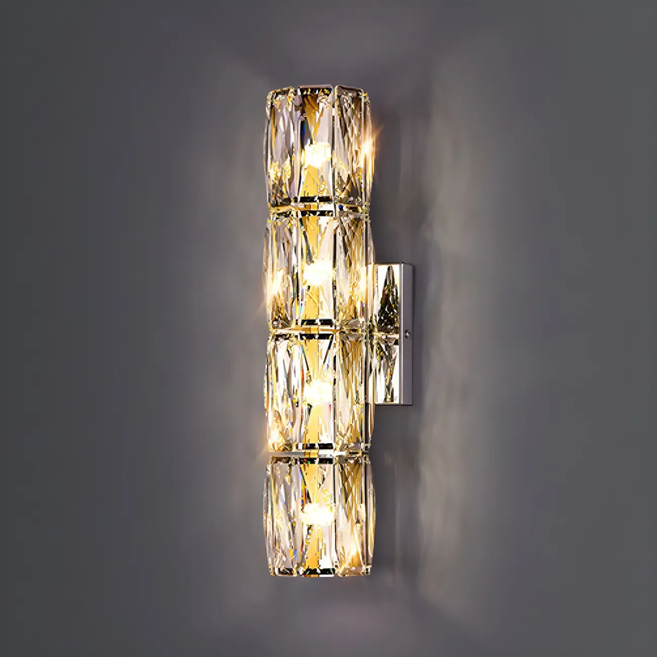 Luxury Geometric Crystal Gold Vanity Light Image - 9