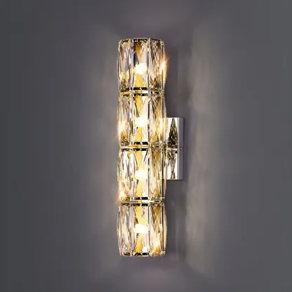 Luxury Geometric Crystal Gold Vanity Light Image - 9