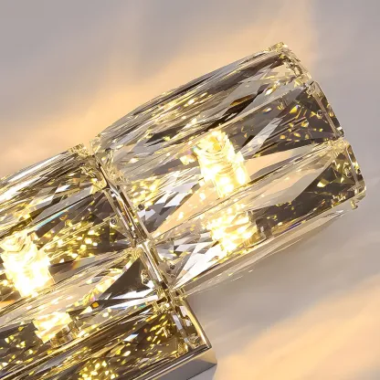 Luxury Geometric Crystal Gold Vanity Light Image - 10