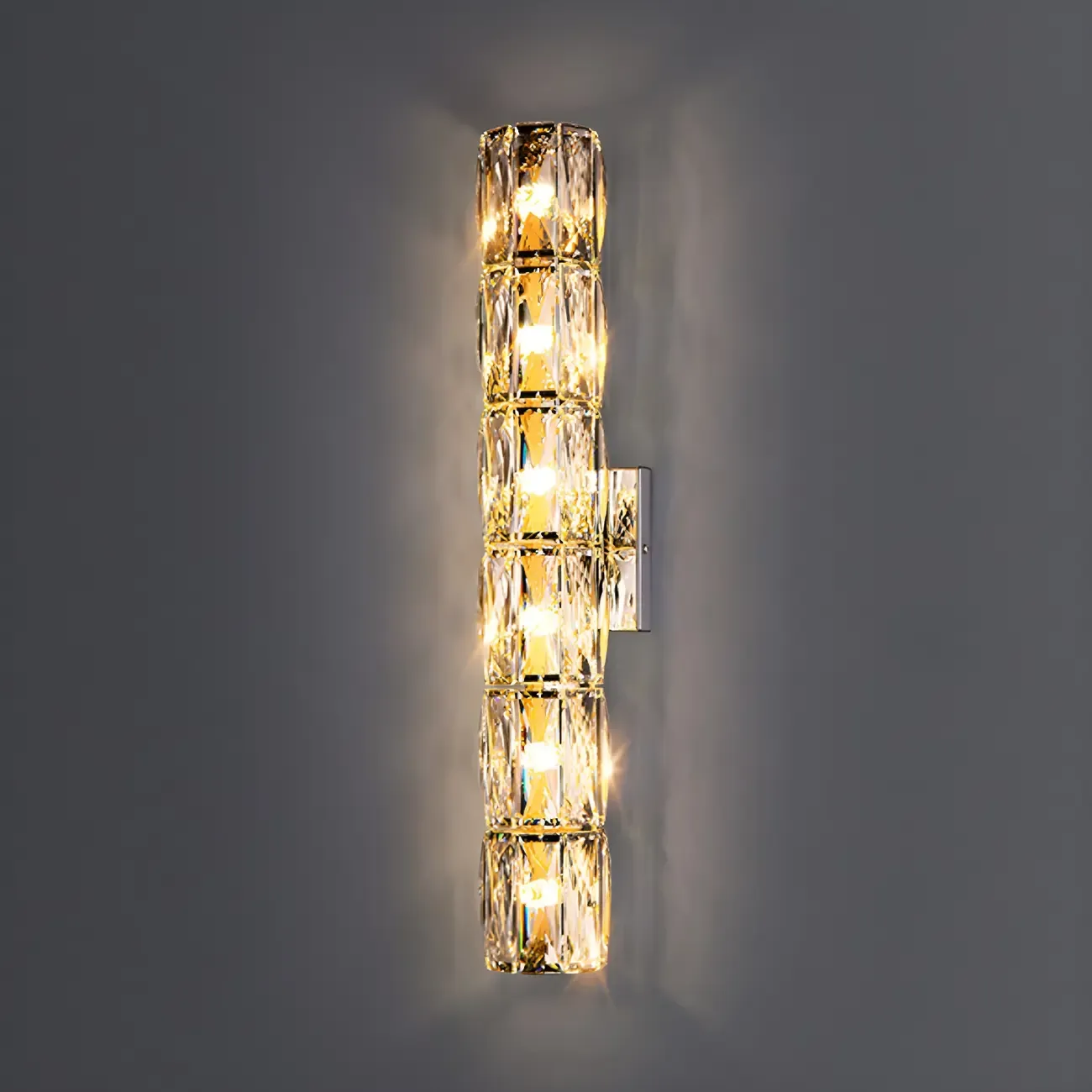 Luxury Geometric Crystal Gold Vanity Light Image - 11