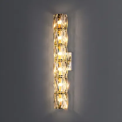 Luxury Geometric Crystal Gold Vanity Light Image - 11