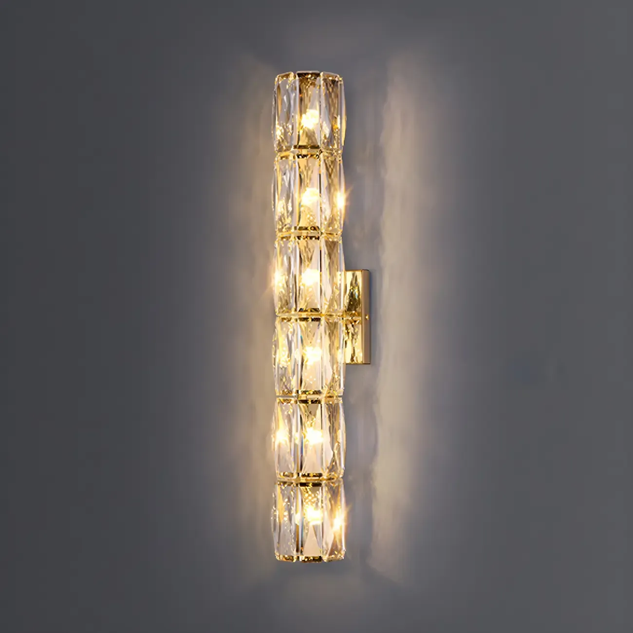 Luxury Geometric Crystal Gold Vanity Light Image - 14