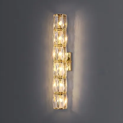 Luxury Geometric Crystal Gold Vanity Light Image - 14