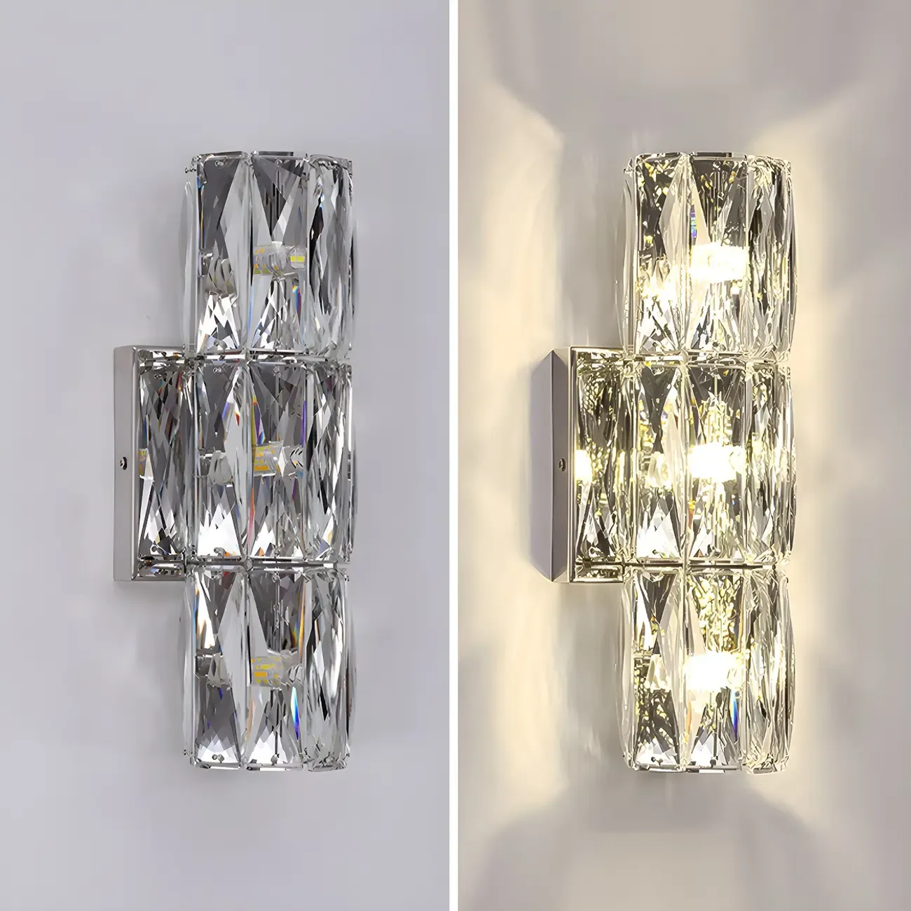 Luxury Geometric Crystal Gold Vanity Light Image - 4