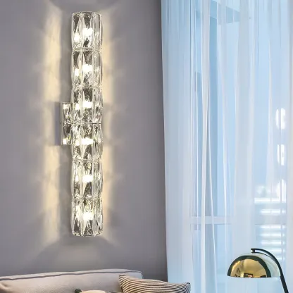 Luxury Geometric Crystal Gold Vanity Light Image - 2