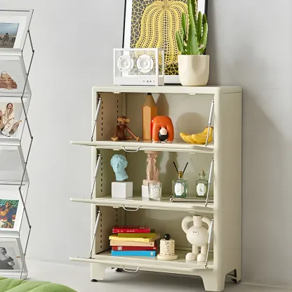 Glam Red Steel China Cabinet with Glass Doors for Dining Room Image - 3