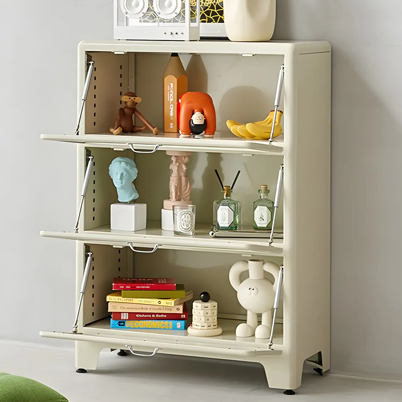 Glam Red Steel China Cabinet with Glass Doors for Dining Room Image - 8 | homeyfad