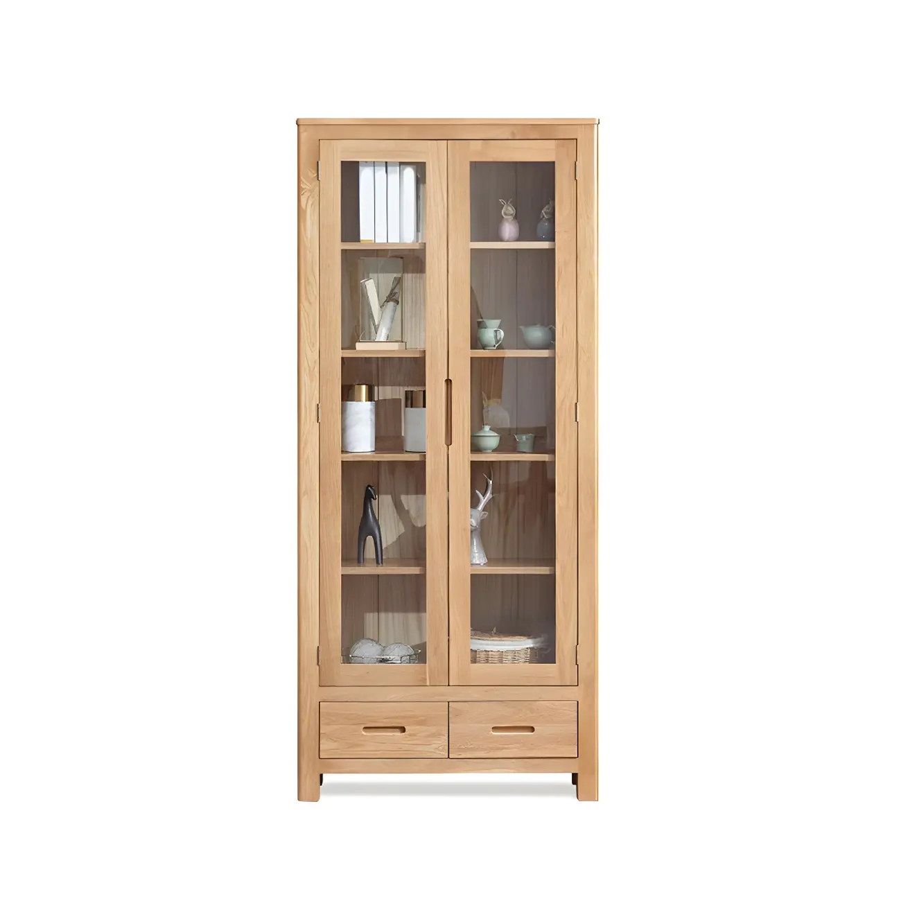Glam Wooden Display Cabinet with Drawers & Adjustable Shelves Image - 5 | homeyfad