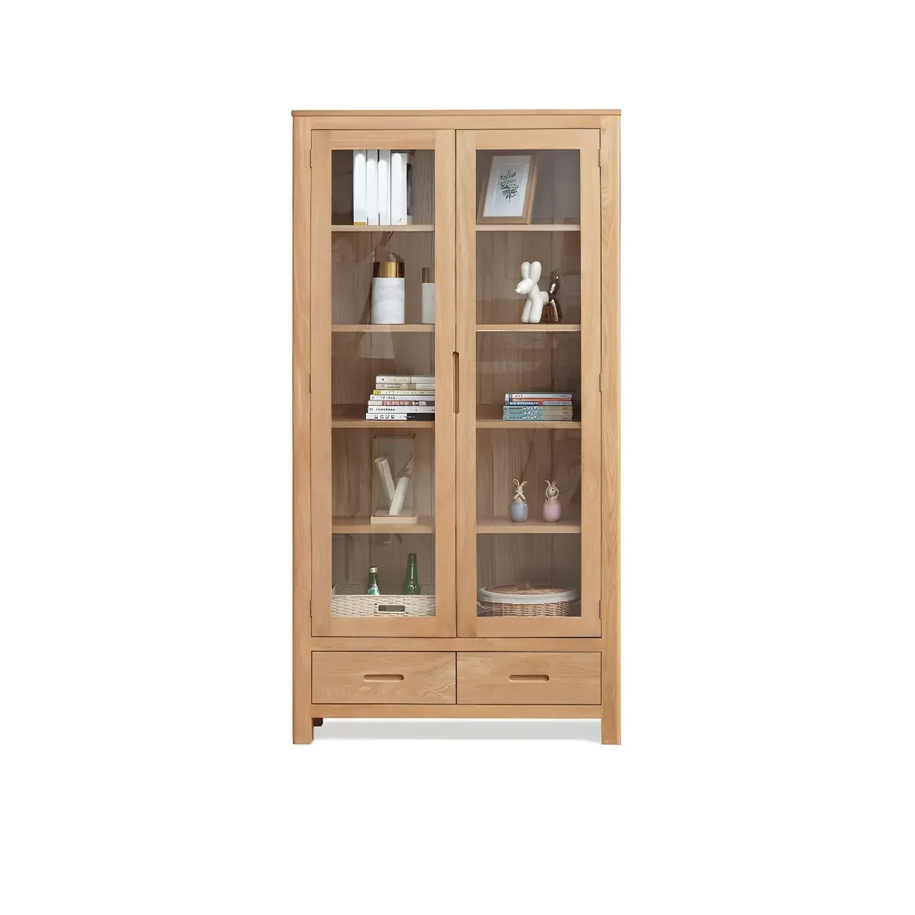 Glam Wooden Display Cabinet with Drawers & Adjustable Shelves Image - 7