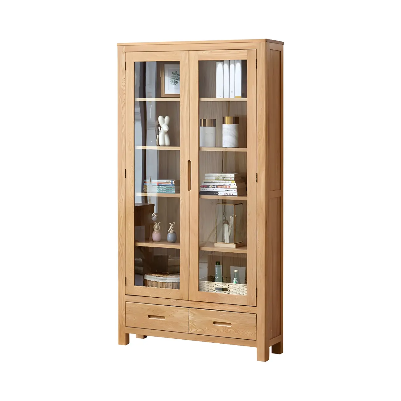 Glam Wooden Display Cabinet with Drawers & Adjustable Shelves Image - 9 | homeyfad