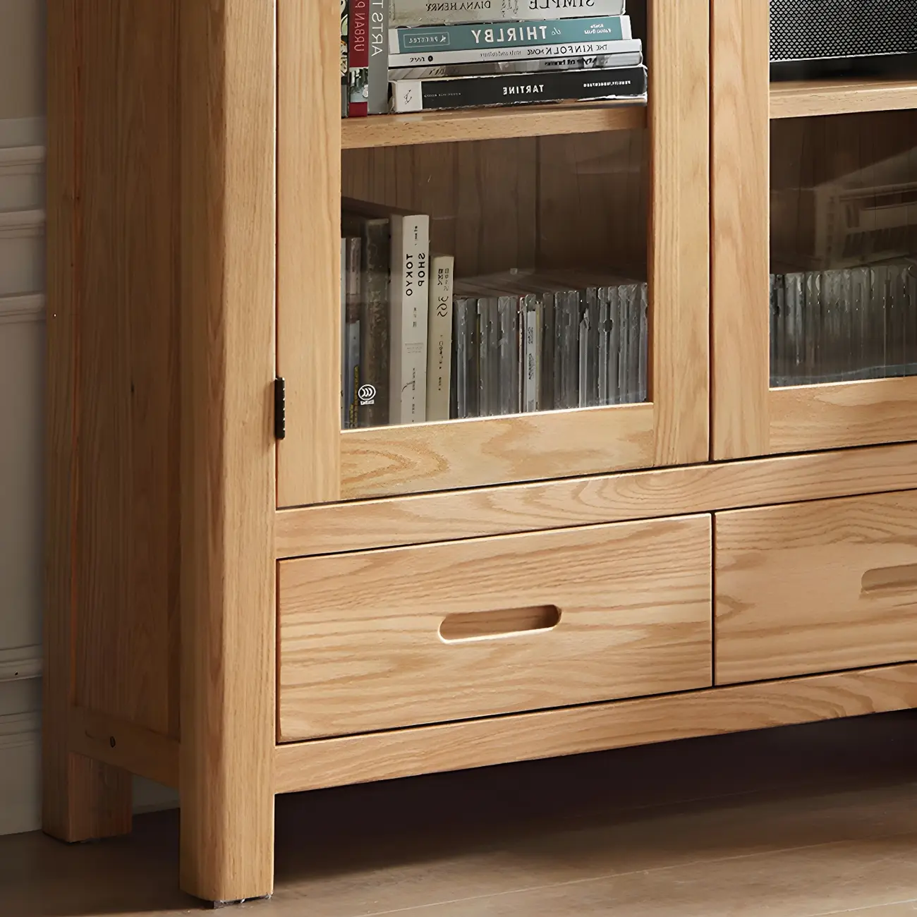 Glam Wooden Display Cabinet with Drawers & Adjustable Shelves Image - 12 | homeyfad