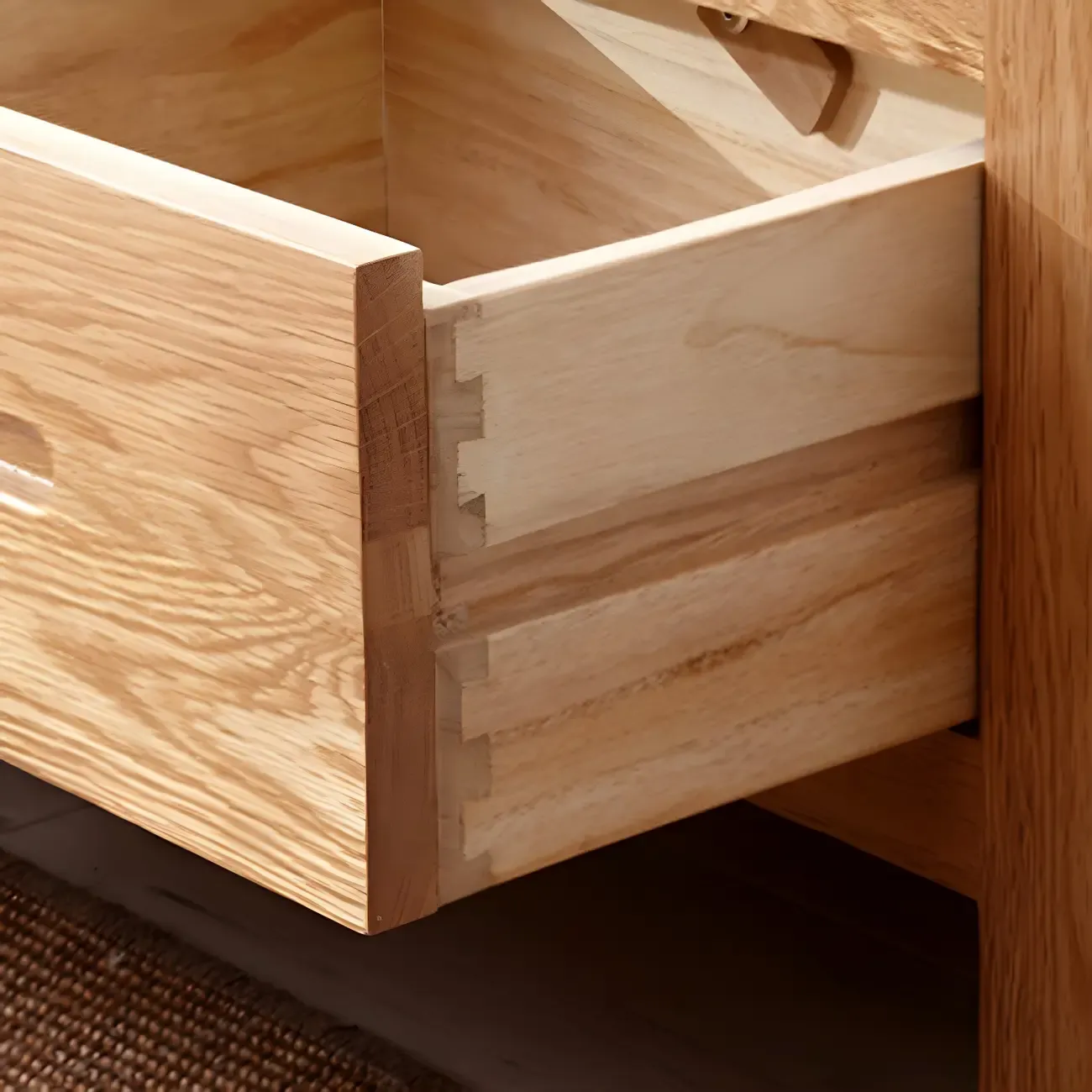 Glam Wooden Display Cabinet with Drawers & Adjustable Shelves Image - 13