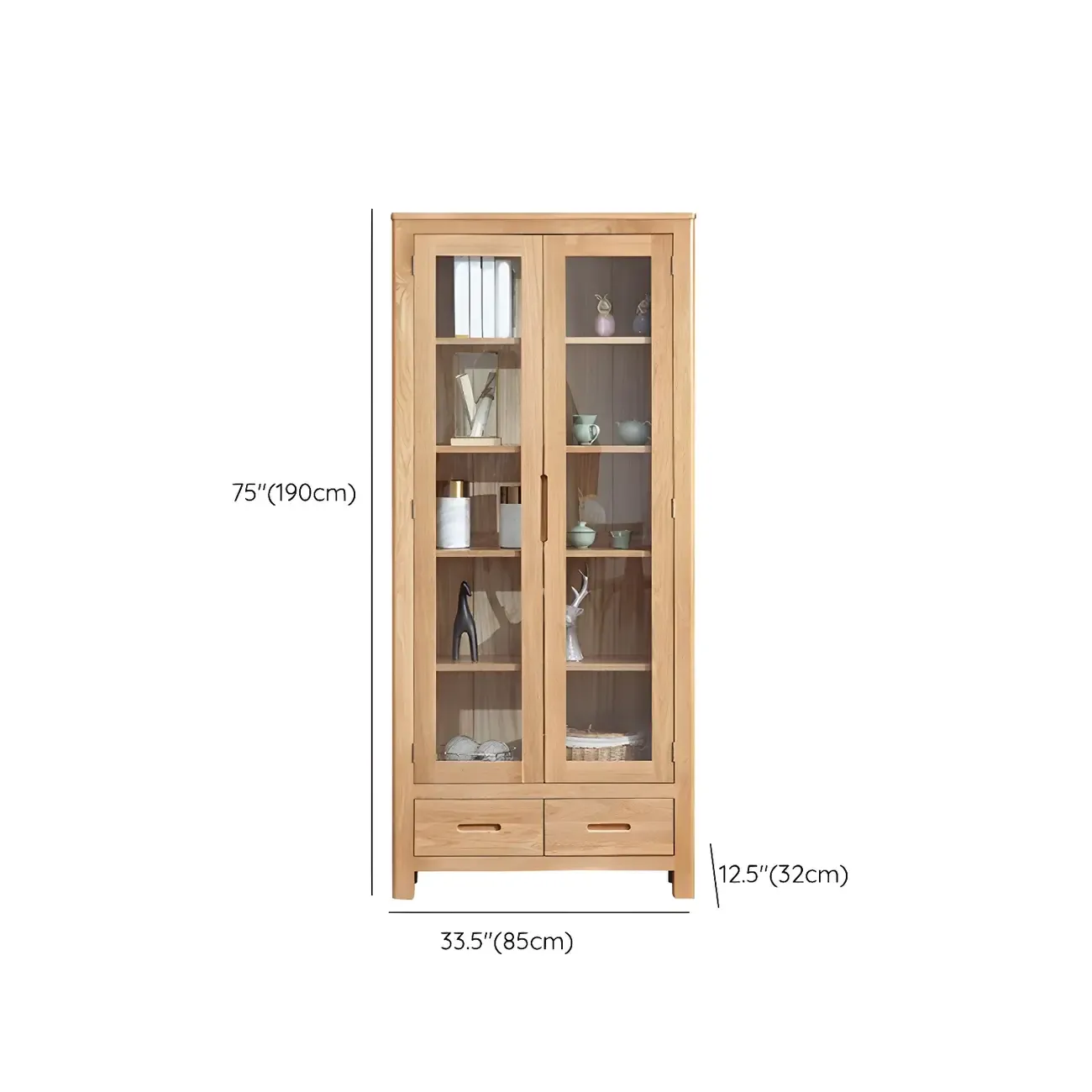 Glam Wooden Display Cabinet with Drawers & Adjustable Shelves Image - 15