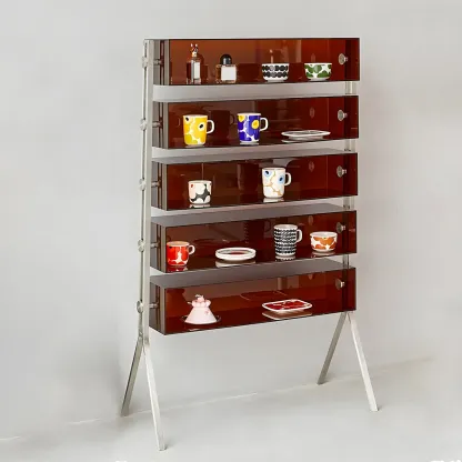 Modern Acrylic Display Cabinet with Stainless Steel Legs for Home Image - 5