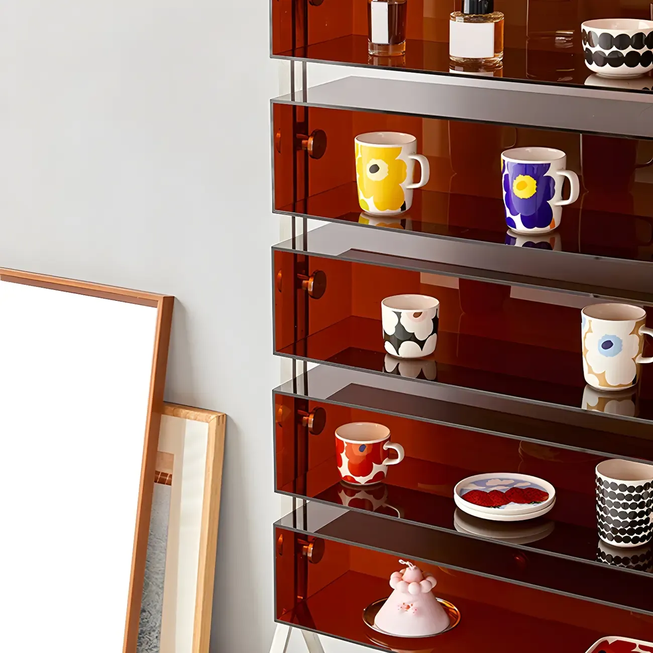 Modern Acrylic Display Cabinet with Stainless Steel Legs for Home Image - 7