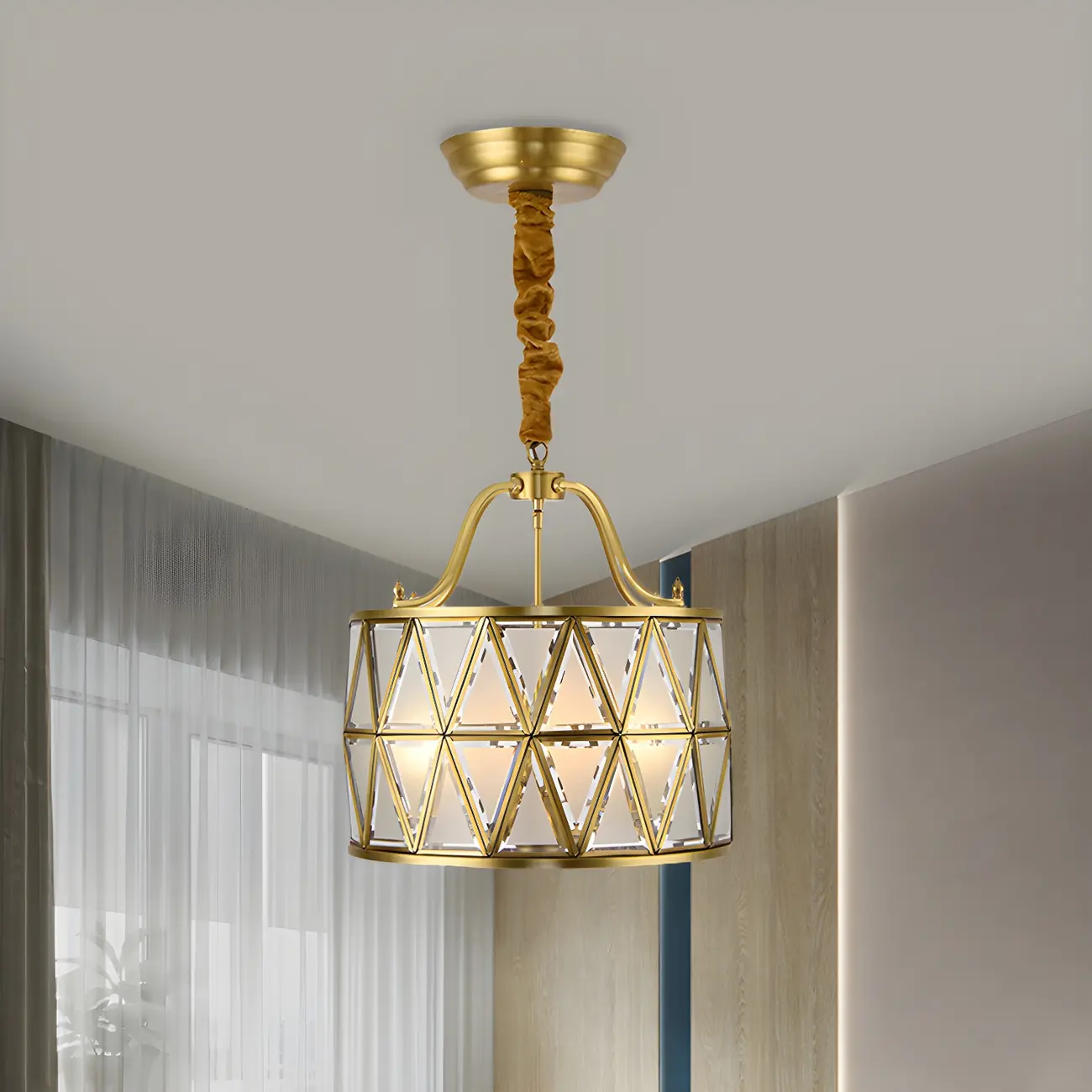 Colonial Style Brass Drum Chandelier Image - 1 | homeyfad