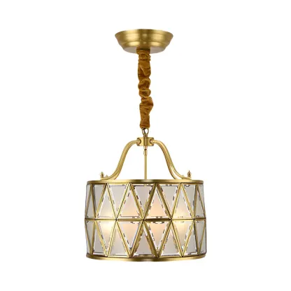 Colonial Style Brass Drum Chandelier Image - 3