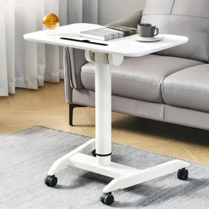 Glam Wooden Rectangular Standing Desk Converter with Casters Image - 1