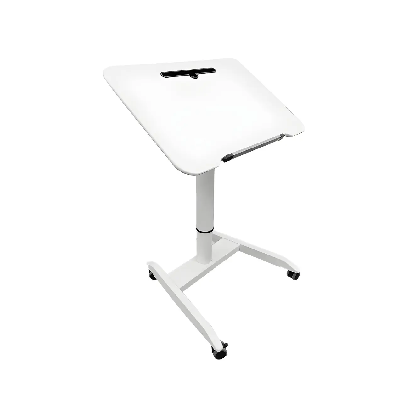 Glam Wooden Rectangular Standing Desk Converter with Casters Image - 5 | homeyfad