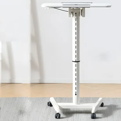 Glam Wooden Rectangular Standing Desk Converter with Casters Image - 6