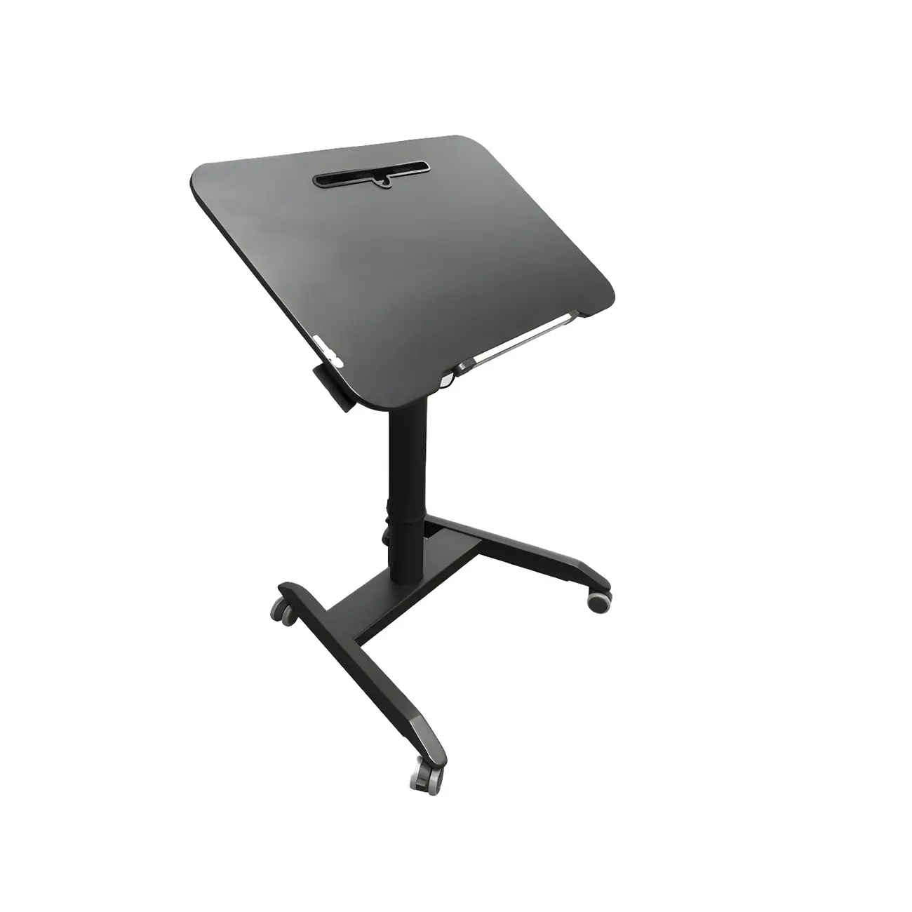 Glam Wooden Rectangular Standing Desk Converter with Casters Image - 8 | homeyfad