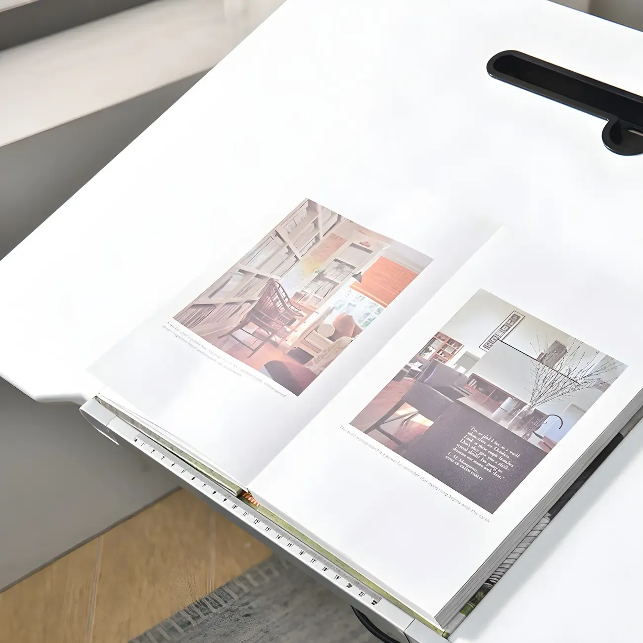 Glam Wooden Rectangular Standing Desk Converter with Casters Image - 10