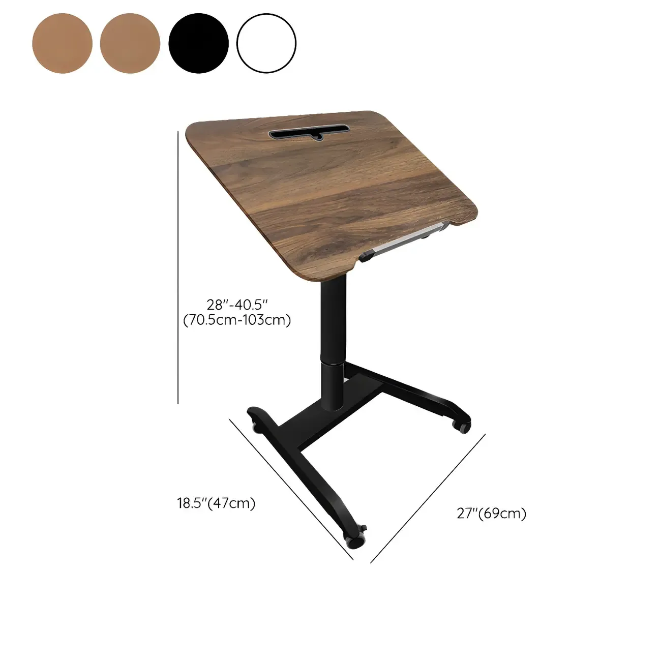 Glam Wooden Rectangular Standing Desk Converter with Casters #size