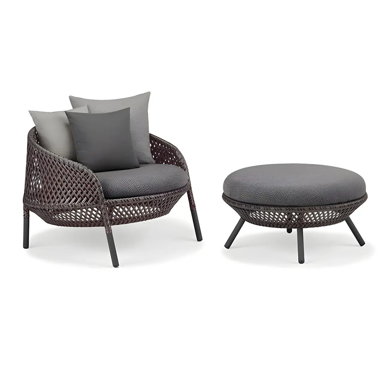 French Country Rattan Patio Sofa with Cushions Image - 2 | homeyfad