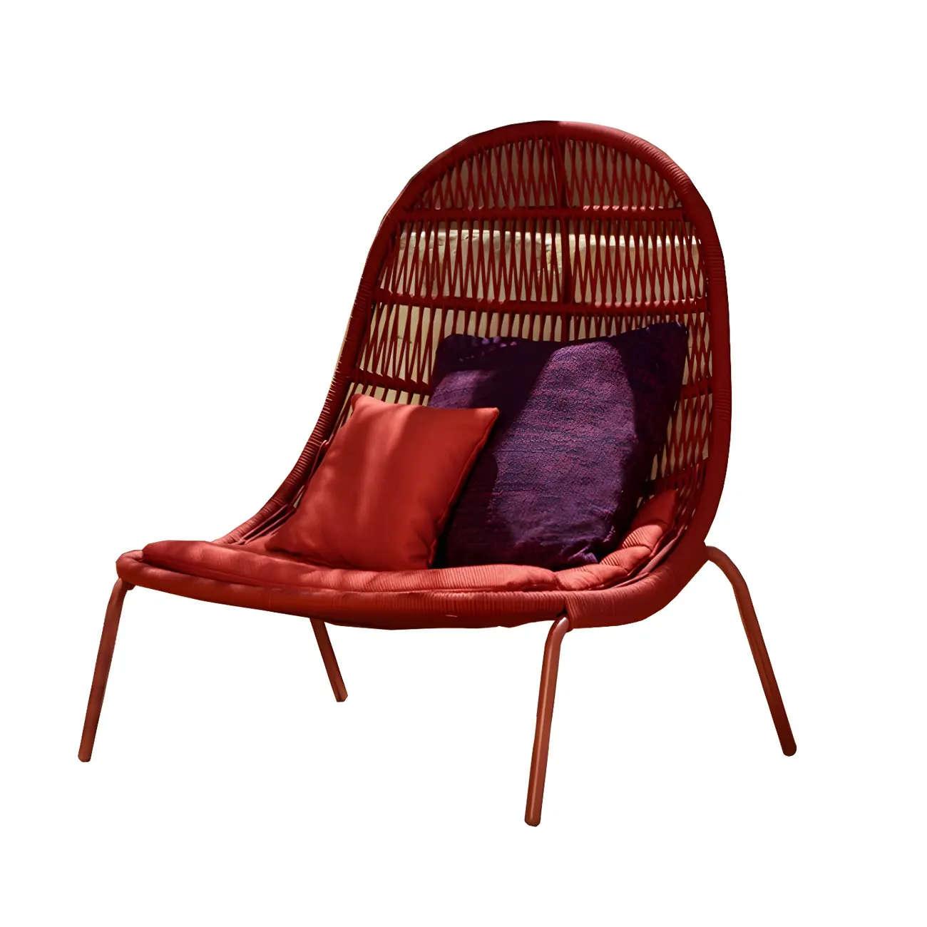 Modern Red Color Cushion Patio Sofa with Water Resistant Accent Image - 2 | homeyfad