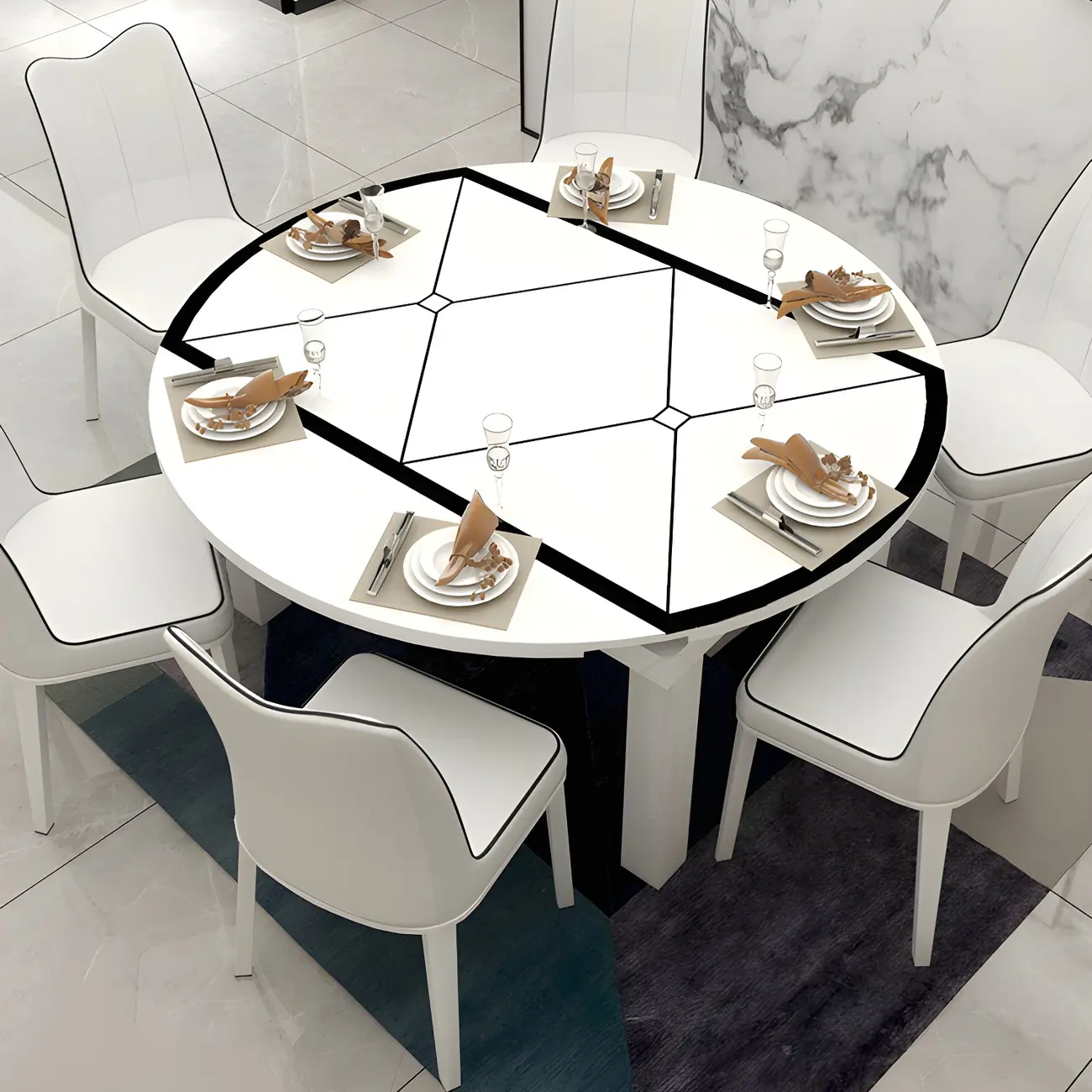 Modern Extendable Glass Round Dining Table Image - 1 | homeyfad