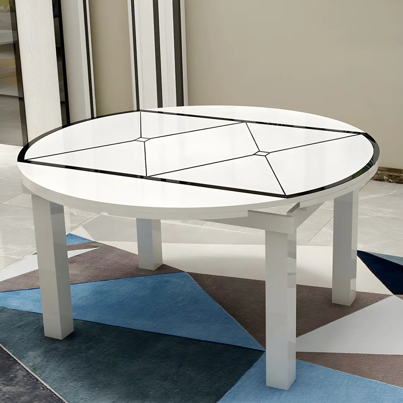 Modern Extendable Glass Round Dining Table Image - 2 | homeyfad