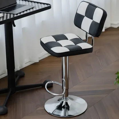 Glam Leather Adjustable Cushioned Swivel Bar Stool with Backrest Image - 1