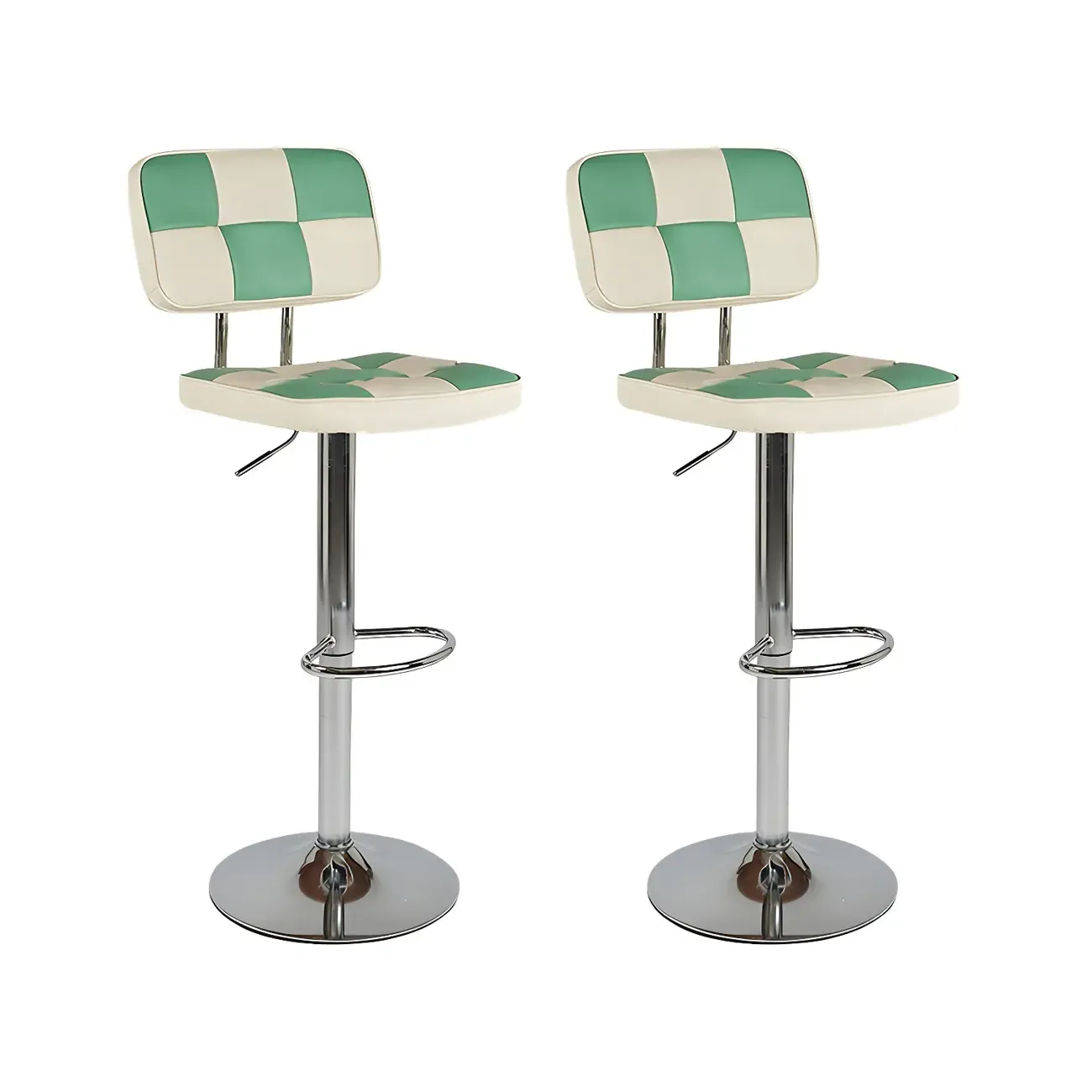 Glam Leather Adjustable Cushioned Swivel Bar Stool with Backrest Image - 4