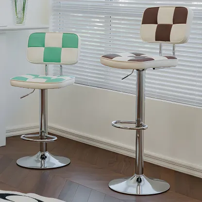 Glam Leather Adjustable Cushioned Swivel Bar Stool with Backrest Image - 2