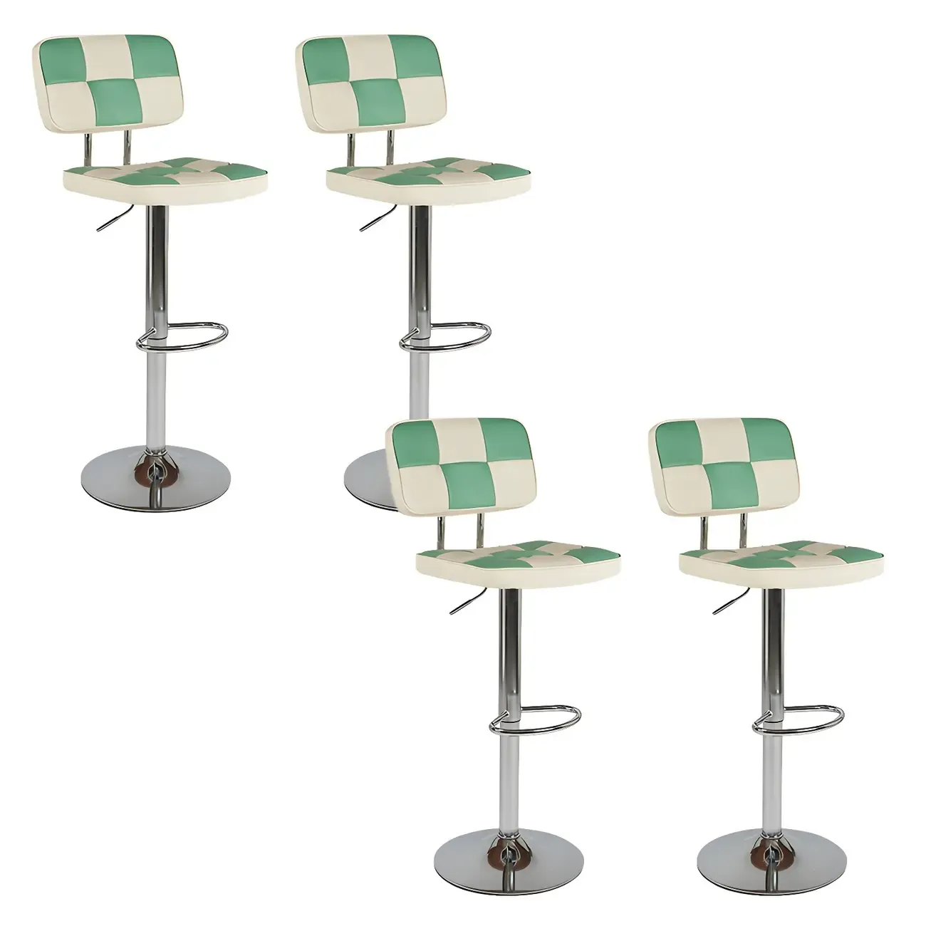 Glam Leather Adjustable Cushioned Swivel Bar Stool with Backrest Image - 5