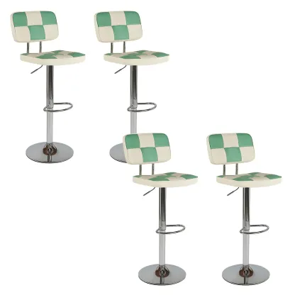 Glam Leather Adjustable Cushioned Swivel Bar Stool with Backrest Image - 5