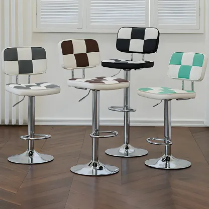 Glam Leather Adjustable Cushioned Swivel Bar Stool with Backrest Image - 6