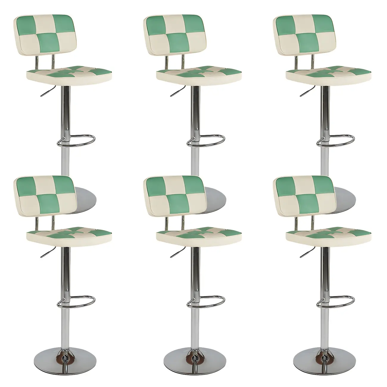 Glam Leather Adjustable Cushioned Swivel Bar Stool with Backrest Image - 7 | homeyfad