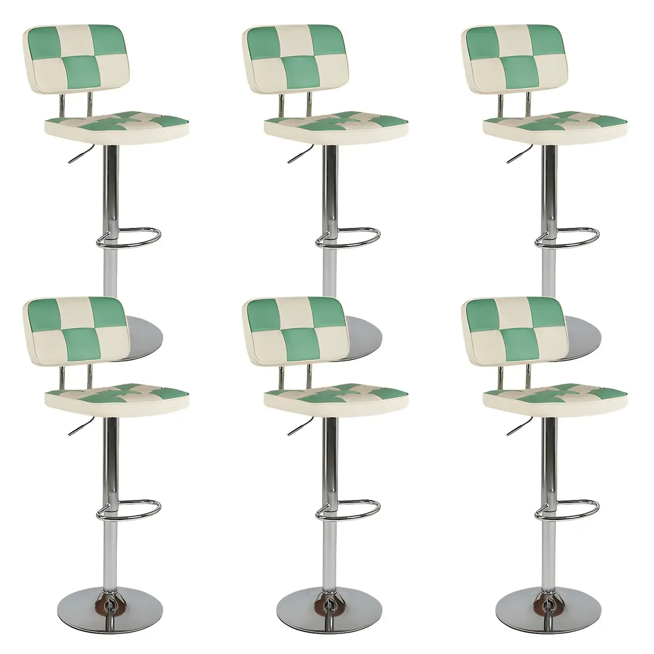 Glam Leather Adjustable Cushioned Swivel Bar Stool with Backrest Image - 7