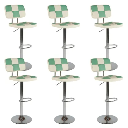 Glam Leather Adjustable Cushioned Swivel Bar Stool with Backrest Image - 7