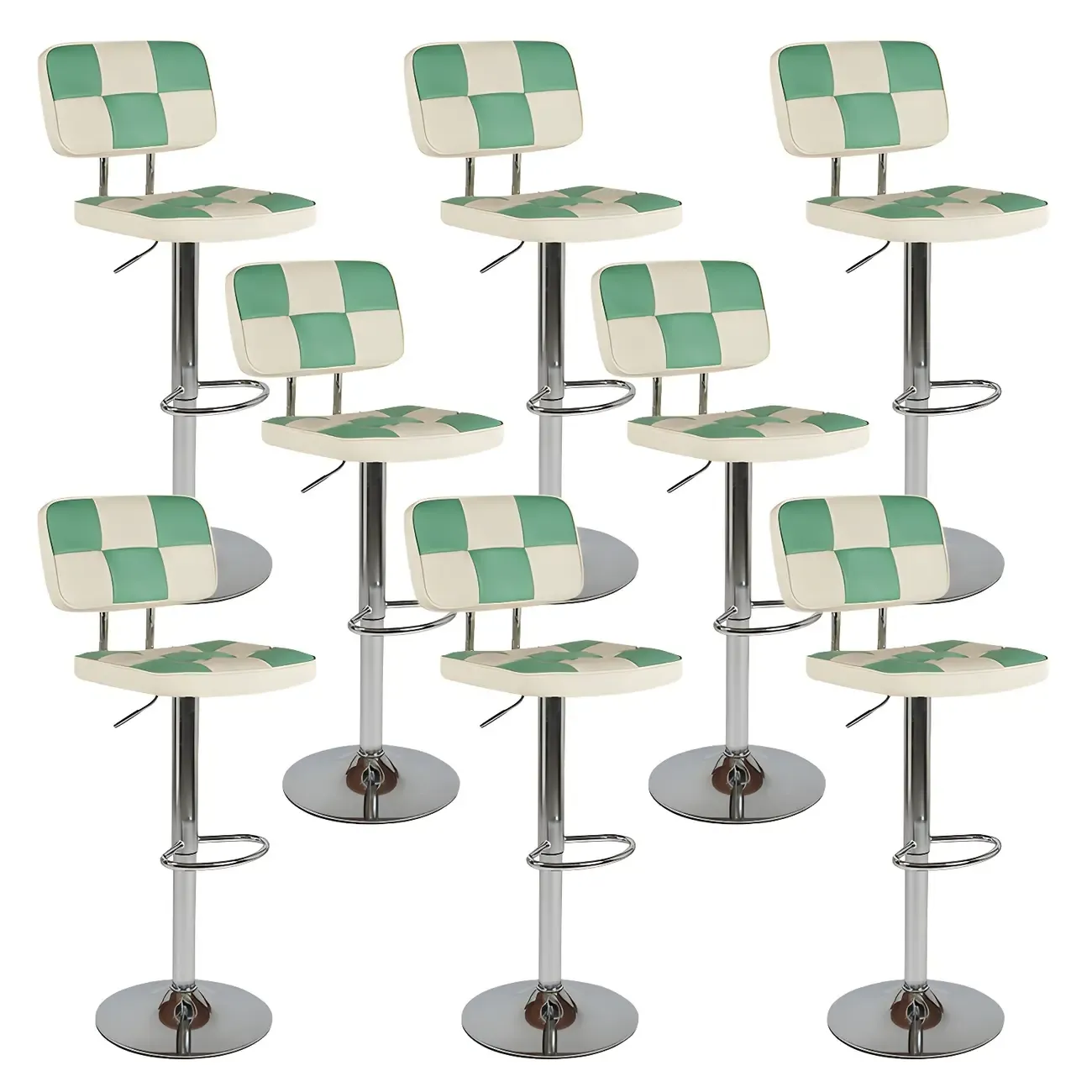 Glam Leather Adjustable Cushioned Swivel Bar Stool with Backrest Image - 8
