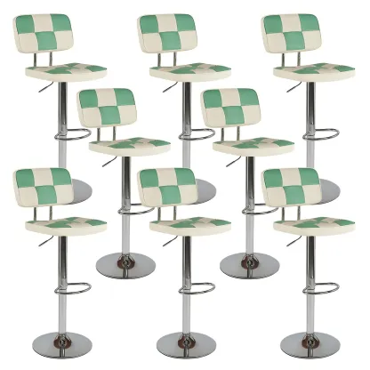 Glam Leather Adjustable Cushioned Swivel Bar Stool with Backrest Image - 8