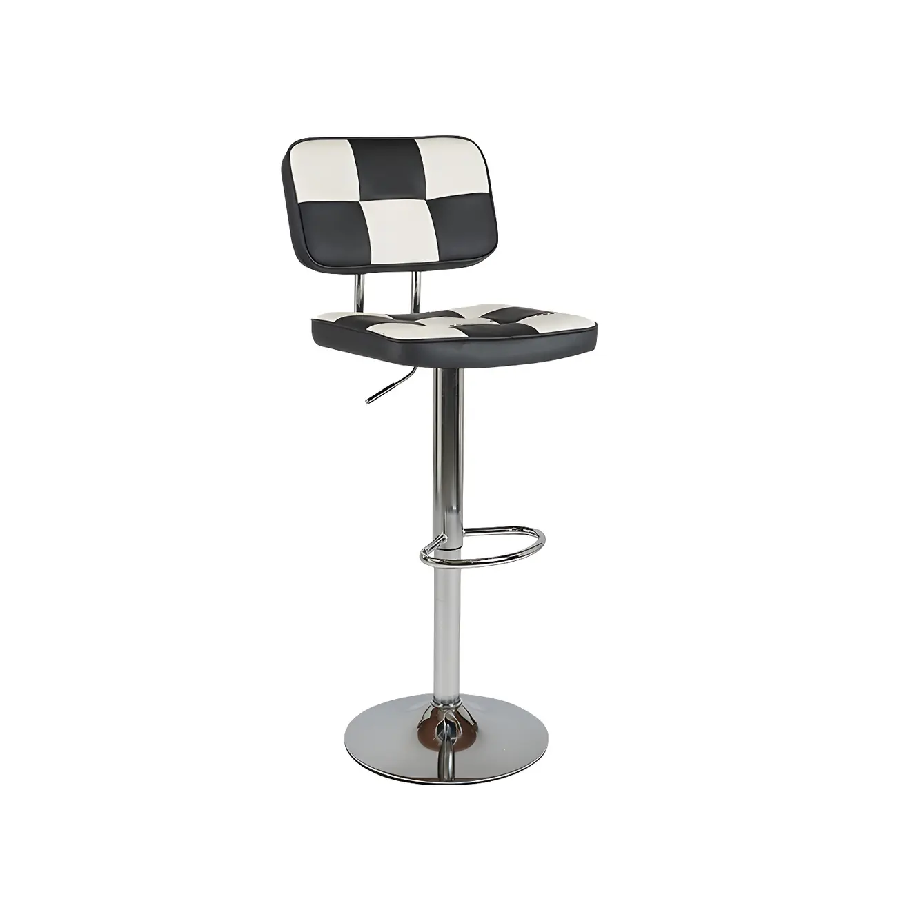 Glam Leather Adjustable Cushioned Swivel Bar Stool with Backrest Image - 9 | homeyfad