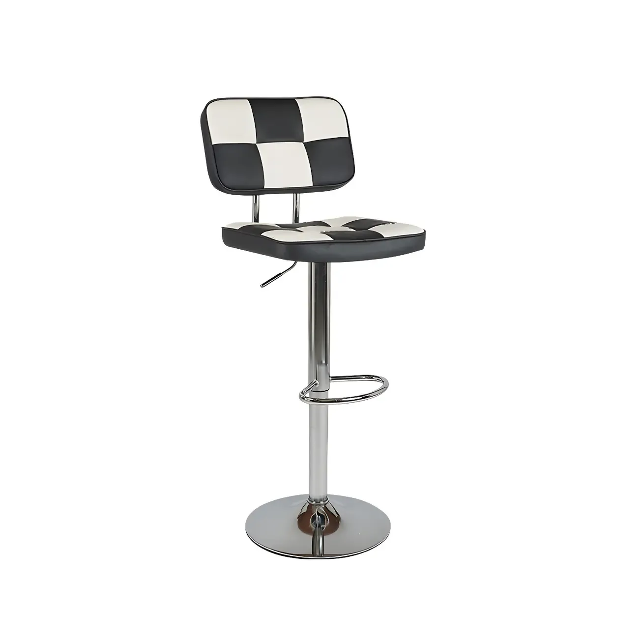Glam Leather Adjustable Cushioned Swivel Bar Stool with Backrest Image - 9
