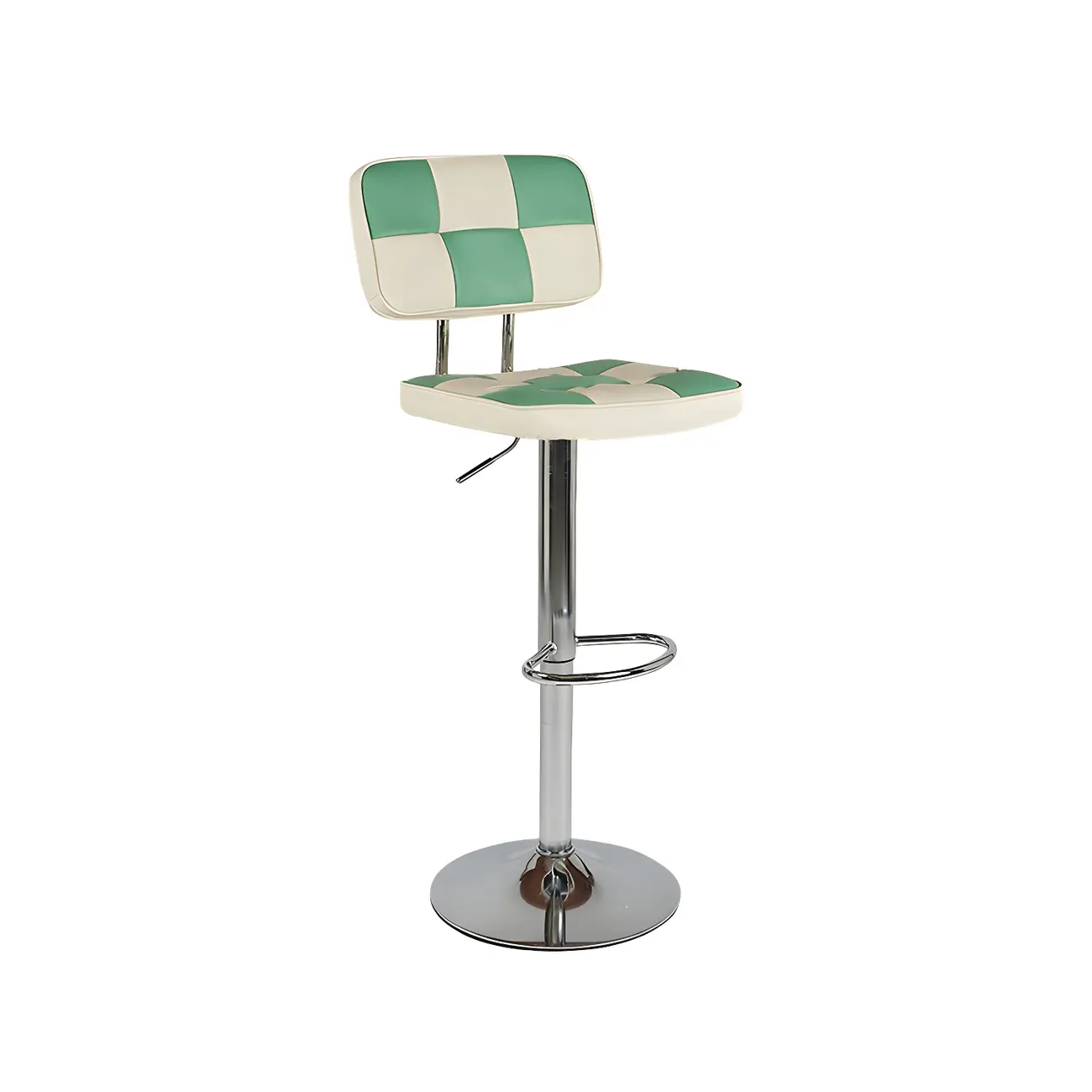 Glam Leather Adjustable Cushioned Swivel Bar Stool with Backrest Image - 10 | homeyfad