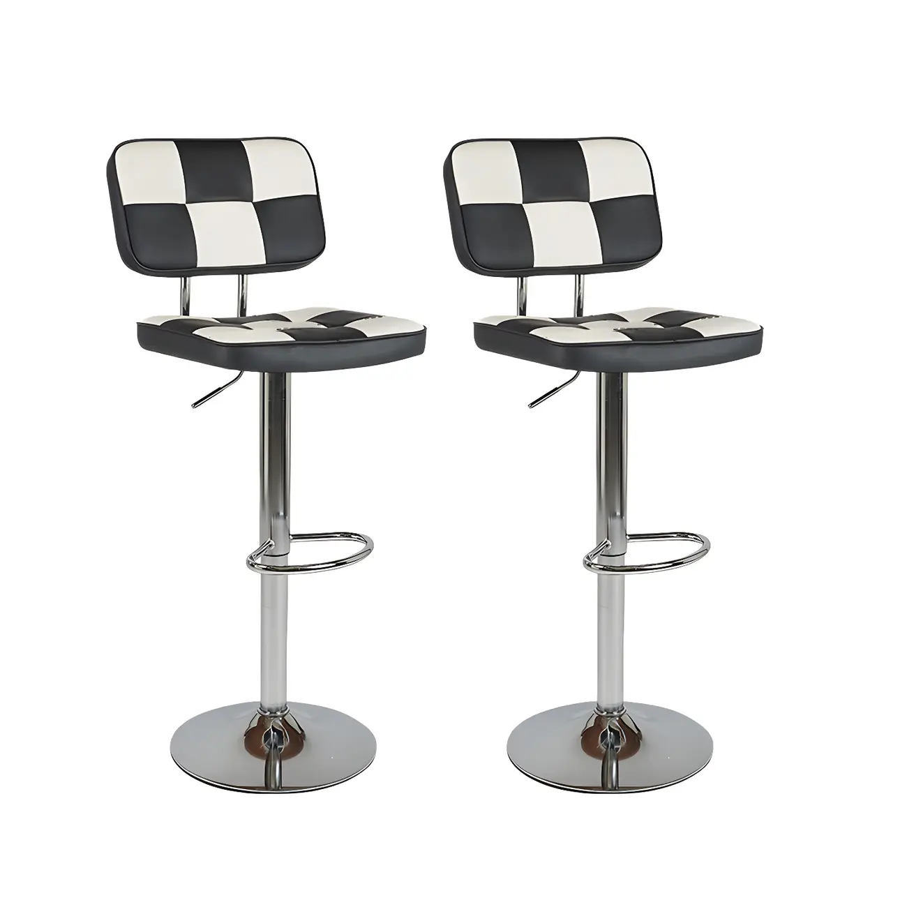 Glam Leather Adjustable Cushioned Swivel Bar Stool with Backrest Image - 11 | homeyfad