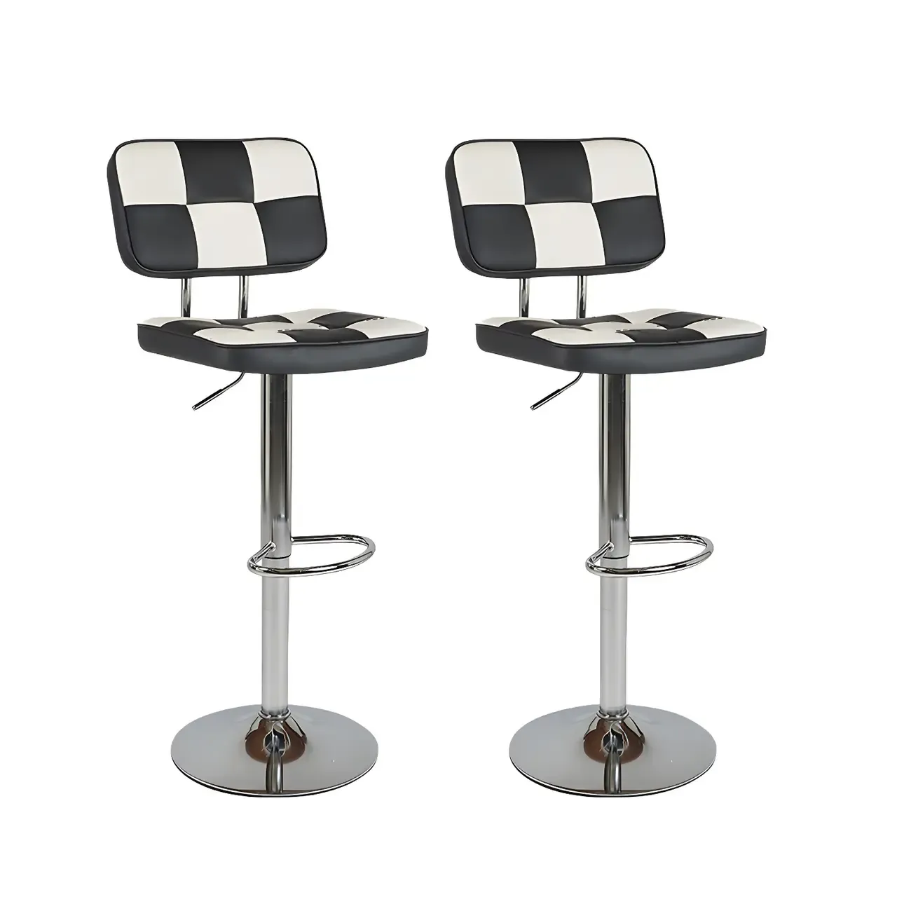 Glam Leather Adjustable Cushioned Swivel Bar Stool with Backrest Image - 11