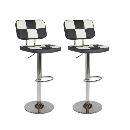 Glam Leather Adjustable Cushioned Swivel Bar Stool with Backrest Image - 11